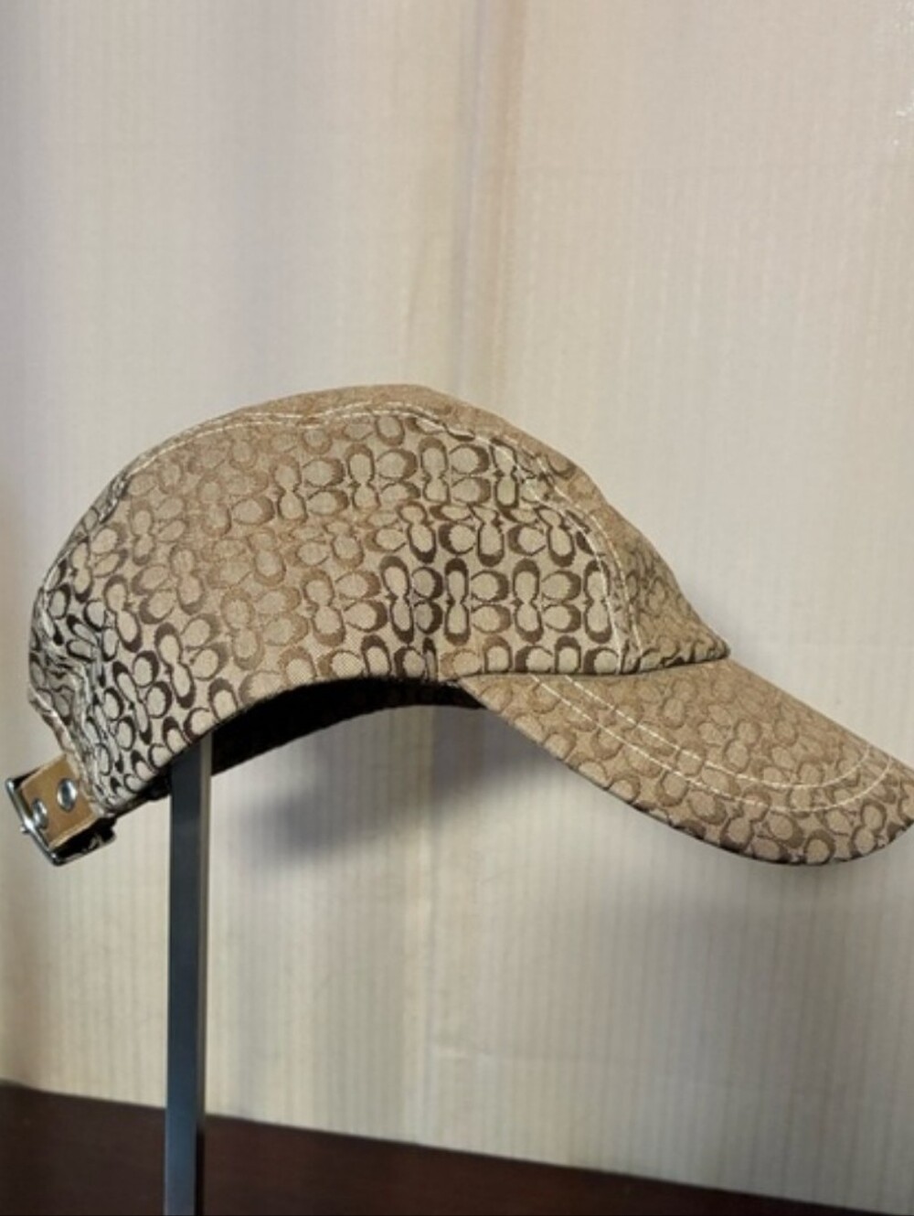 Coach Monogram Baseball Cap in Beige and Brown